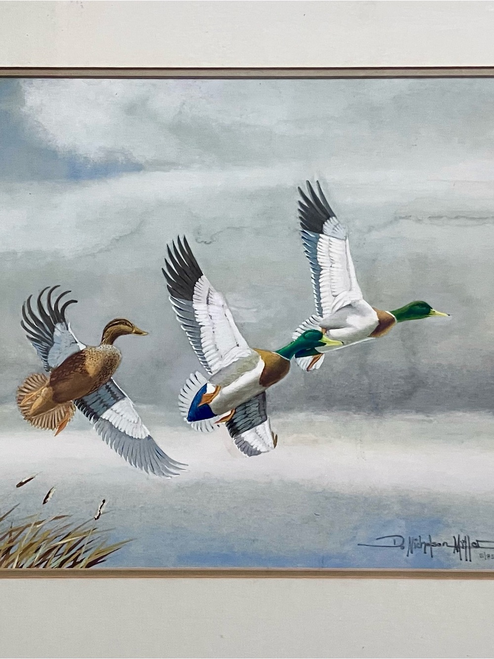 Listed D. NICHOLSON MILLER (1943-2023) Original Painting / WILDLIFE DUCKS / 1985